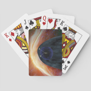 Two Voyager Spacecraft Exploring Turbulent Space. Playing Cards