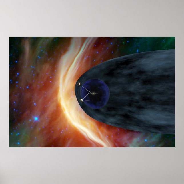 Two Voyager Spacecraft Exploring Turbulent Space. Poster (Front)
