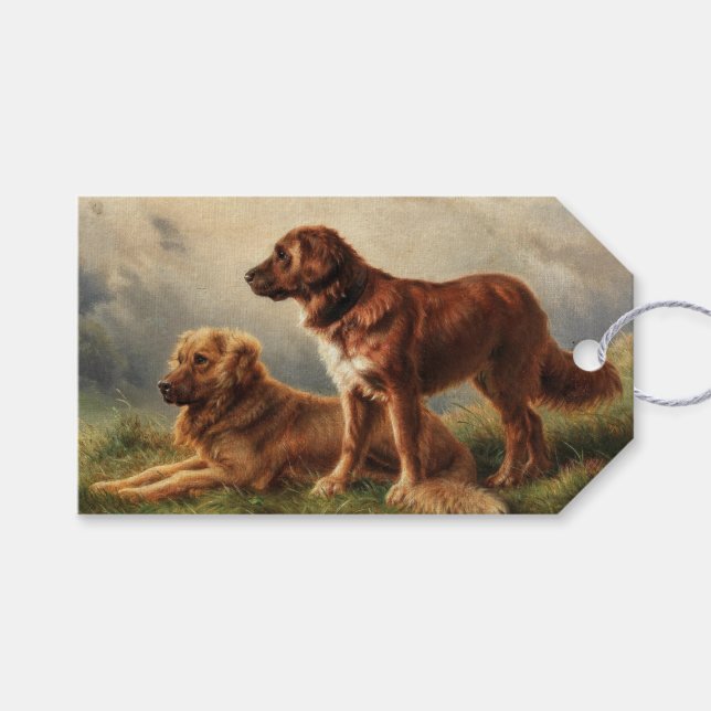 Two Watchful Dogs Gift Tags (Front (Horizontal))