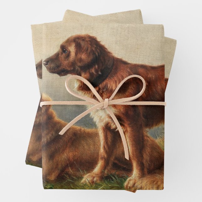 Two Watchful Dogs Wrapping Paper Sheet (In situ)