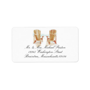 Two Watercolor Adirondack Beach Chairs Label