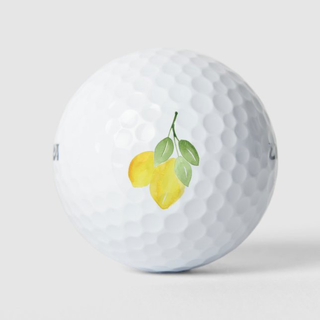 Two Watercolor Lemons Golf Balls (Front)