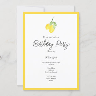 Two Watercolor Lemons & Pattern Invitation