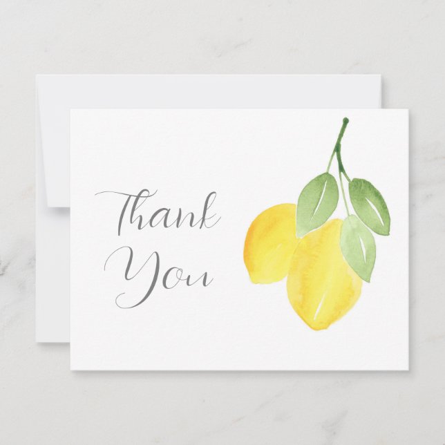Two Watercolor Lemons Thank You Card (Front)