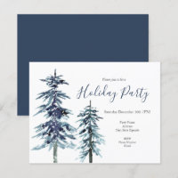 Two Watercolor Winter Pine Trees Invitation