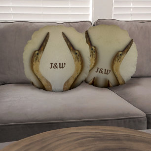 Two Weathered Herons Round Pillow