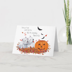 Two Westies at Halloween Card