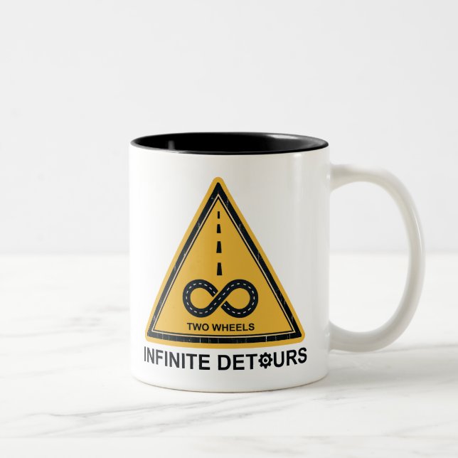 Two Wheels Infinite Detours Cycling Two-Tone Coffee Mug (Right)