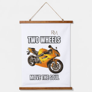 Two Wheels Move the Soul Motorcycle Shirt Biker Hanging Tapestry