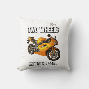 Two Wheels Move the Soul Motorcycle Shirt   Biker  Throw Pillow