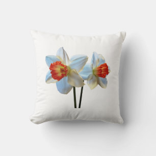 Two White And Orange Daffodils Throw Pillow