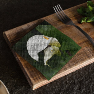 Two White Calla Lilies Floral Napkin