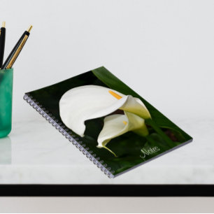 Two White Calla Lilies Floral Notebook
