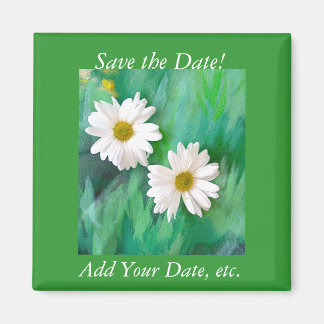 Two White Daisies Square Magnet