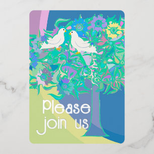 Two White Doves Art Deco Style