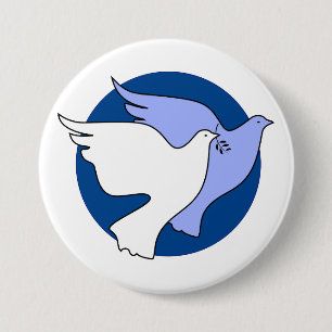Two white doves for peace 3 inch round button