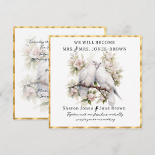 Two White Doves Lesbian Wedding Invitation