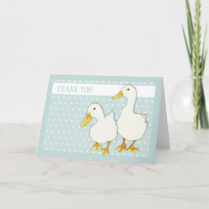 Two White Ducks dots Thank You Card