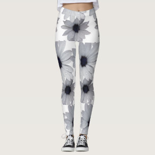 two white flowers leggings