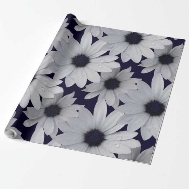 two white flowers wrapping paper (Unrolled)