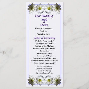 Two White Frilly Daisies Wedding Program