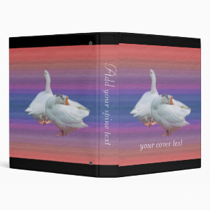 two white geese in colour  background binder