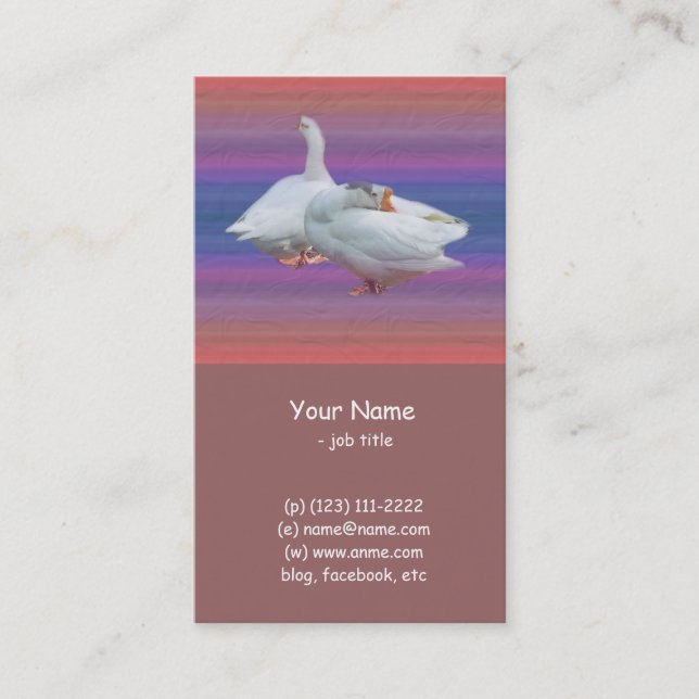 two white geese in fancy  background business card (Front)