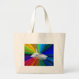 two white geese in very fancy background large tote bag
