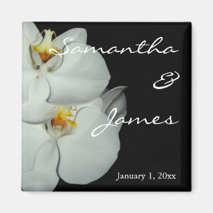 Two White Orchids Personal Wedding Magnet