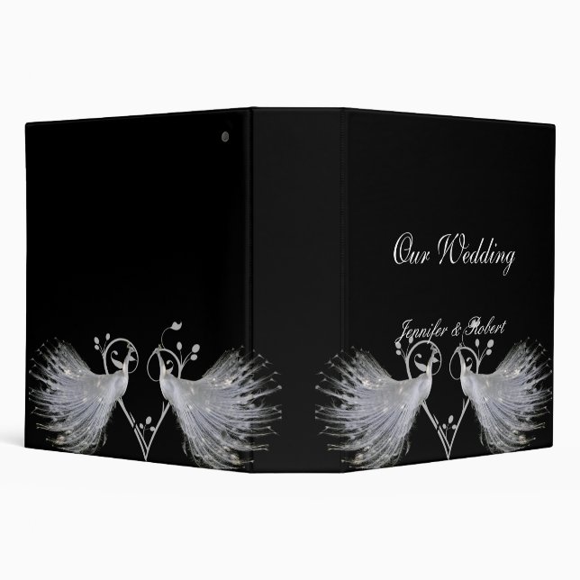 Two White Peacocks and Heart Monogram Binder (Background)
