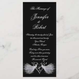 Two White Peacocks and Heart Monogram Program