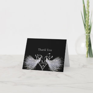 Two White Peacocks Heart Anniversary Thank You Card
