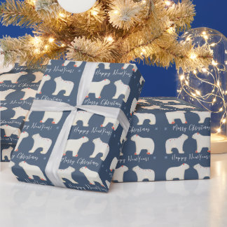 Two white polar bears wrapping paper