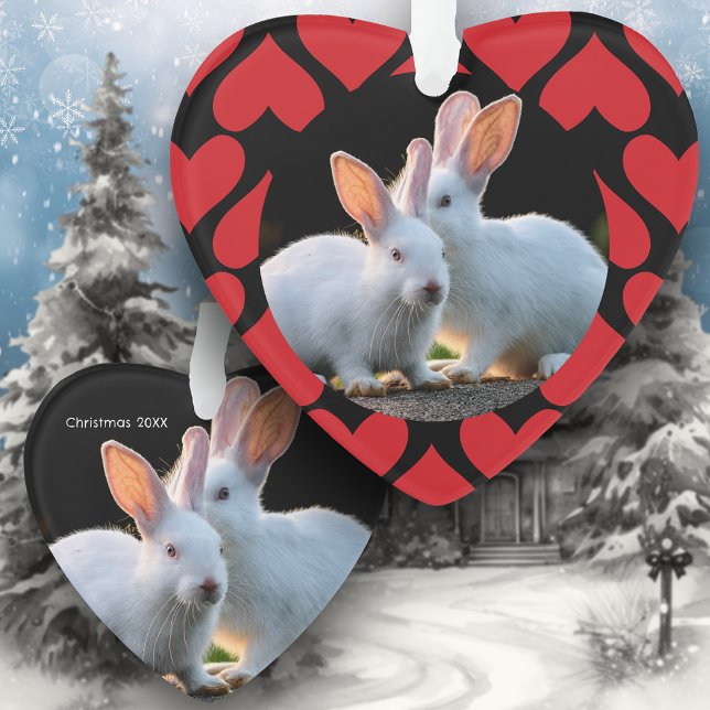 Two White Rabbits with Red Hearts Holiday (Créateur téléchargé)