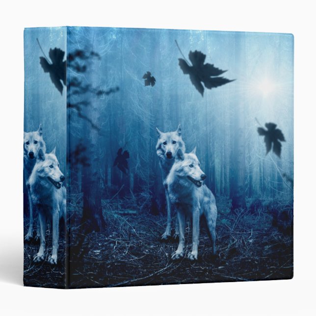 Two white wolves in the wild forest binder (Front/Spine)