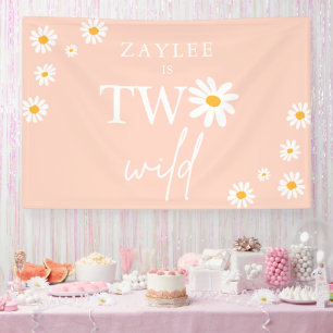 Two Wild 2nd Birthday Party Boho Daisy Welcome Banner