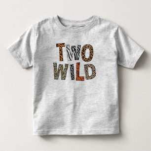 Two Wild 2nd Birthday Two Years Old Animal Print Toddler T-shirt
