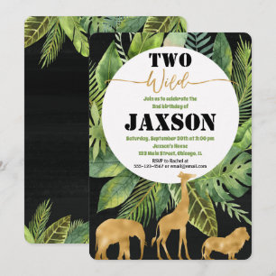 Two wild 2nd second birthday boy invitations