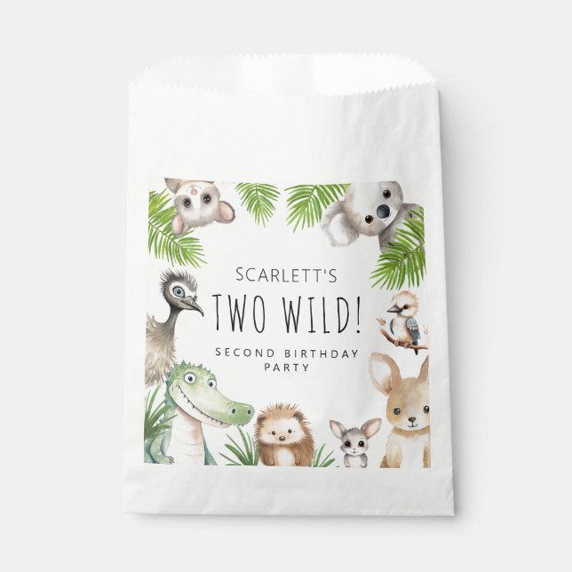 Two Wild! Aussie Animal Birthday Party Favour Bag (Front)