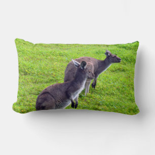 Two Wild Australian Kangaroos Lumbar Cushion. Pillow