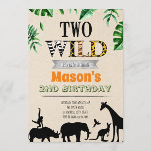 Two wild birthday party invitation