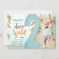 Two Wild Boho Tribal Feathers Boy Second Birthday