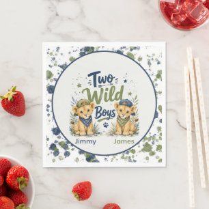 Two Wild Boys Birthday Bash Customized Napkin