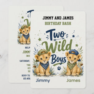 Two Wild Boys Birthday Bash Invitation
