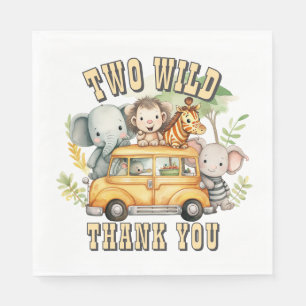 Two Wild boys birthday safari animals  Napkin