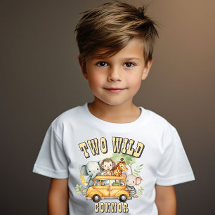 Two Wild boys birthday safari animals Toddler T-shirt