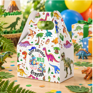 Two Wild Dino Party Boy Dinosaur 2nd Birthday Favor Box