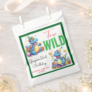 Two Wild Dino Party Boy Dinosaur 2nd Birthday Favour Bag