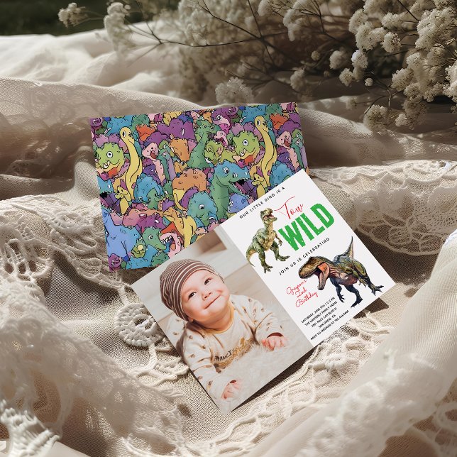 Two Wild Dino Party Boy Dinosaur 2nd Birthday Invitation (Creator Uploaded)