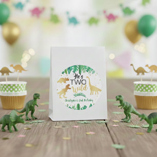 Two Wild Dinosaur Boys 2nd Birthday Party Favour Classic Round Sticker